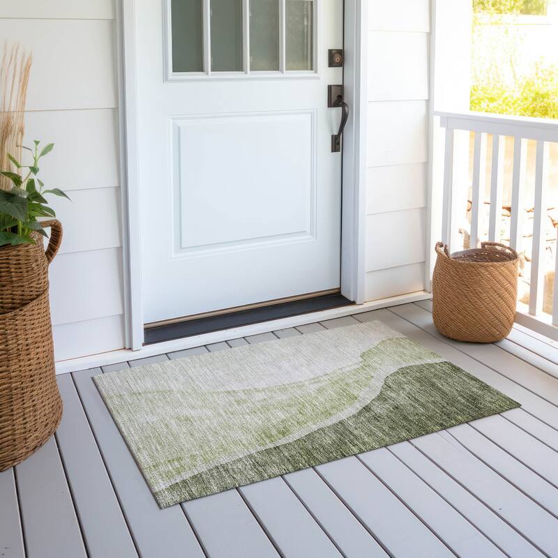 Machine Washable Indoor/ Outdoor Chantille Modern Abstract Rug