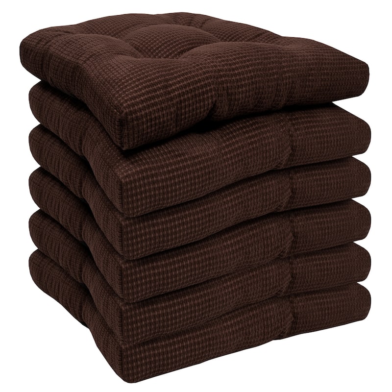 Sweet Home Collection Fluffy Memory Foam Tufted Chair Cushion Non Slip Microdot Rubber Back
