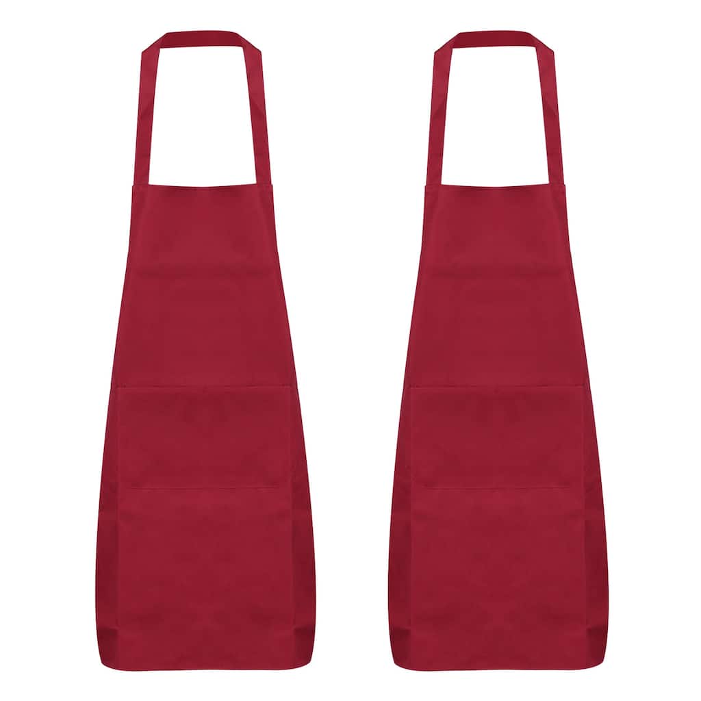 2pcs Plain Bib Aprons Washable Aprons Kitchen Cooking Aprons - 70cmx60cm