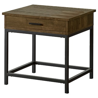 Brown Oak and Sandy Black Square 1-drawer End Table
