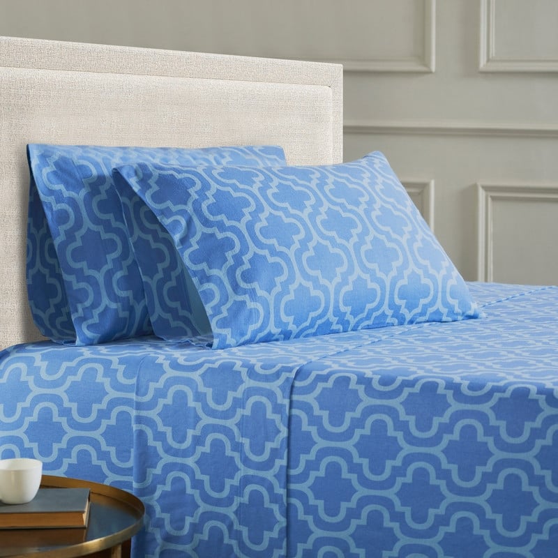 Superior Flannel Cotton Trellis Pocket Bed Sheet Set