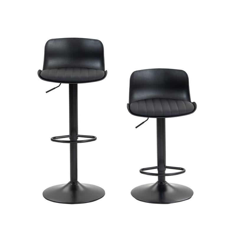 Counter Height Bar Stools Set of 2, Height Adjustable Swivel Bar Stools, Armless PU Leather Kitchen Island Chairs