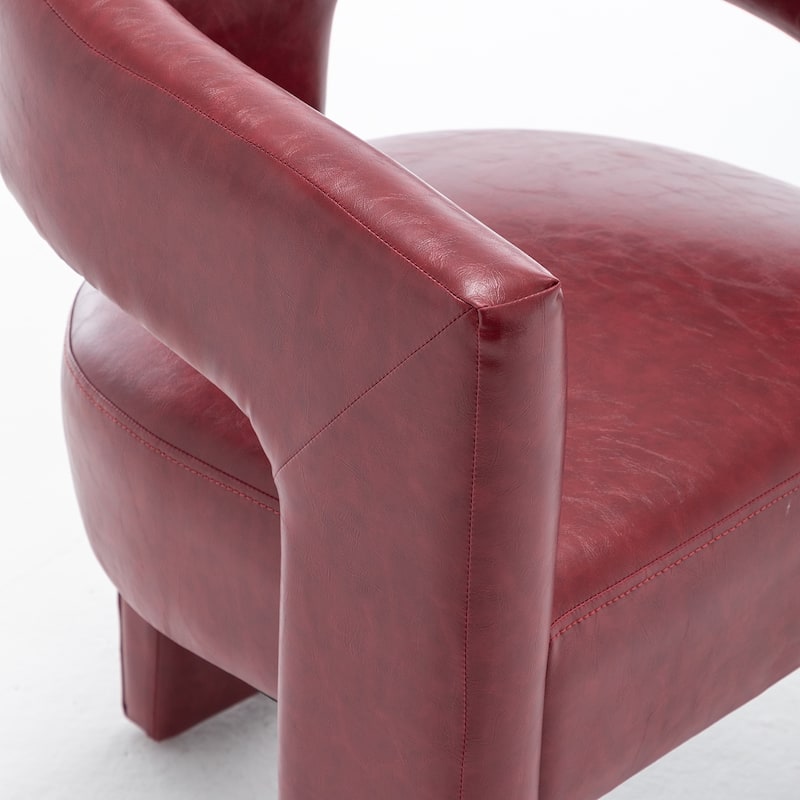 SEYNAR Modern Glam PU Leather Upholstered Dining Chair, Open-Back Accent Chair Set of 2