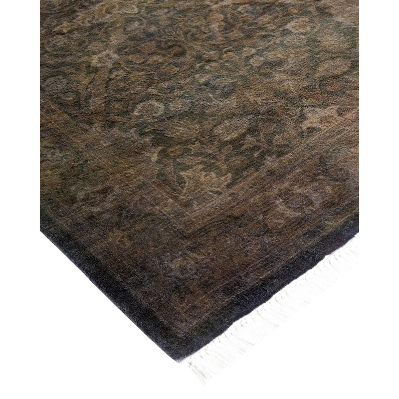Overton Hand Knotted Wool Vintage Inspired Modern Contemporary Overdyed Gray Runner Rug - 2' 7" x 8' 8"