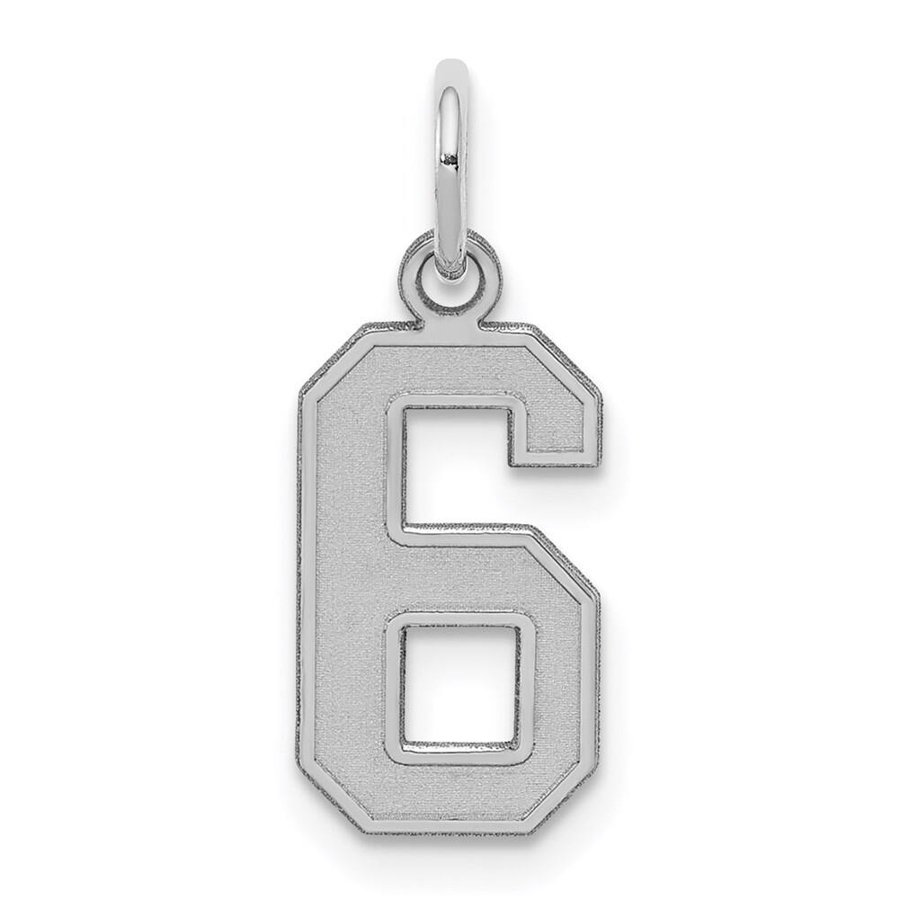 925 Sterling Silver Small Satin Number 6 Pendant