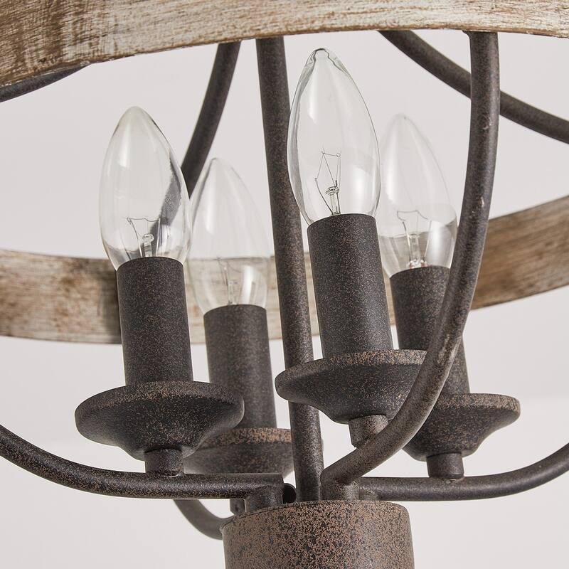4-Light Industrial Farmhouse Semi-Flush Mount Ceiling Light