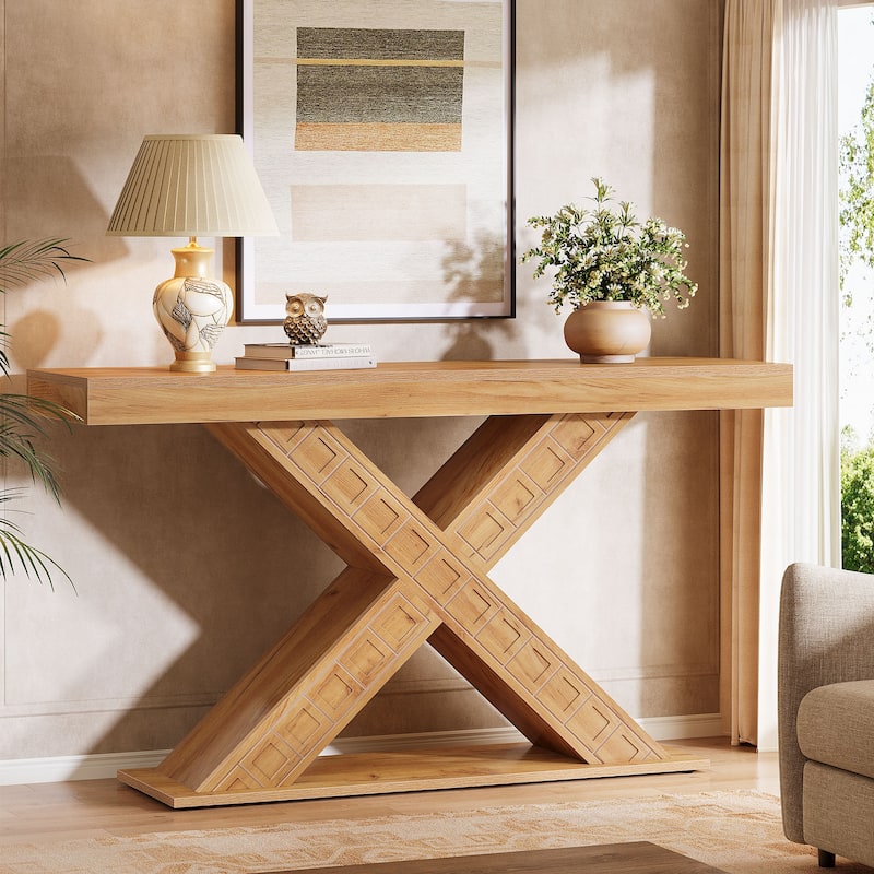 55 Inches Rustic Sofa Table for Entryway - 55.1" W x 13.7" D x 34.06" H