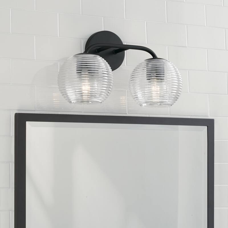 Dolan 2-light Bath/ Vanity Fixture w/ Clear Ribbed Glass