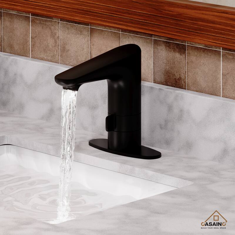 Sensor Touchless Single Handle Single Hole Vanity Sink Bathroom Faucet - Black