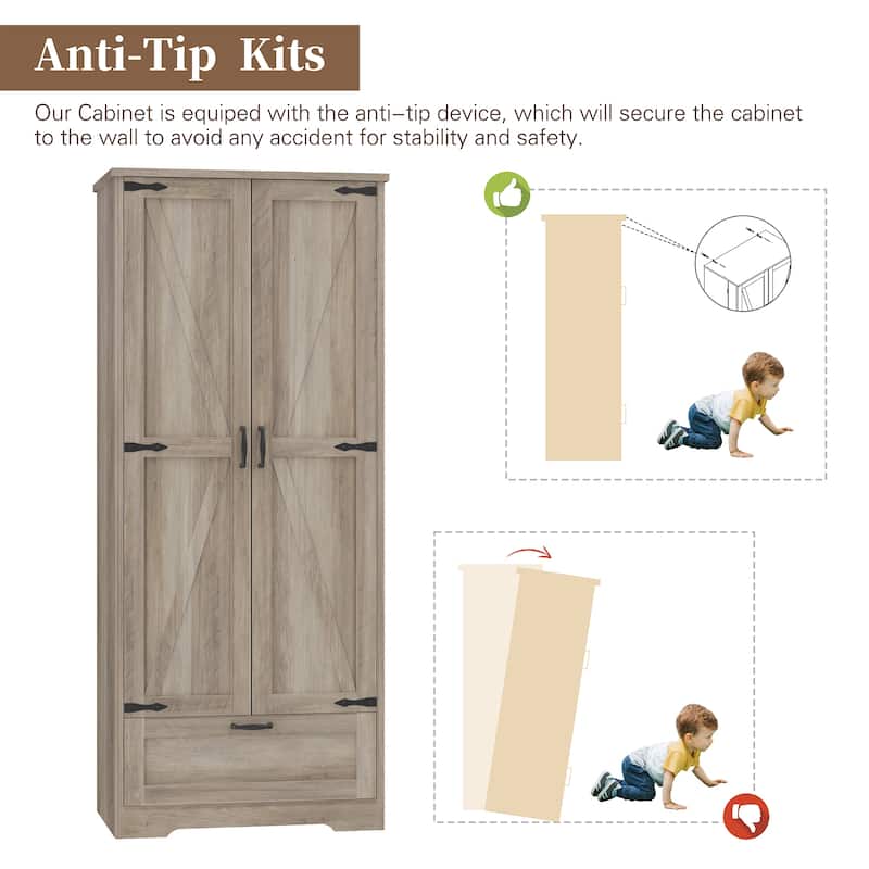 Beverage Cabinet with Drawer & Adjustable Shelves - Storage Organizer for Kitchen, Pantry, or Dining Room