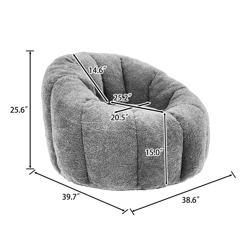 Comfortable Bean Bag Chair Orange Sofa Chair with Armrests, Leisure Chair Lounge Chair Upholstered Chair