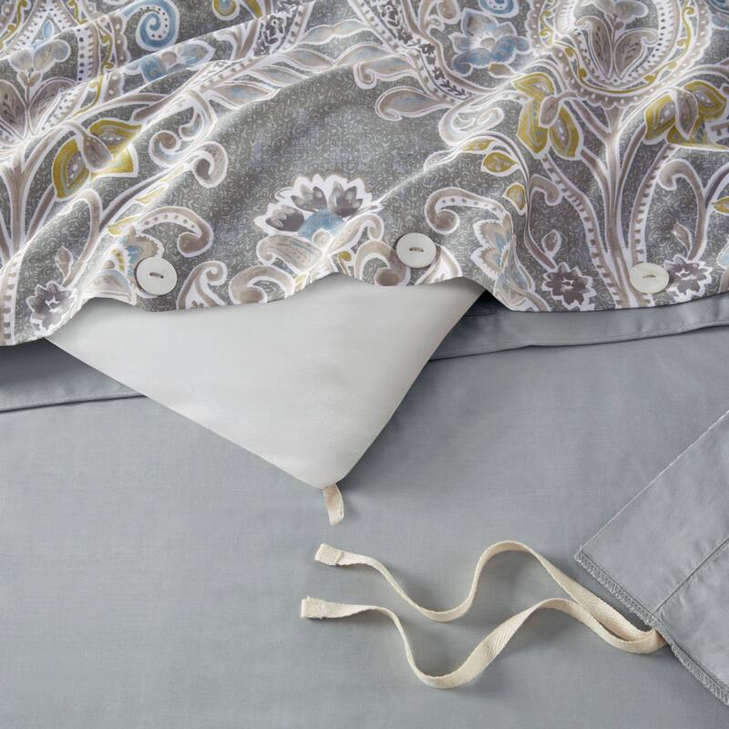 Harbor House Hallie Grey 5 Piece Cotton Duvet Cover Set