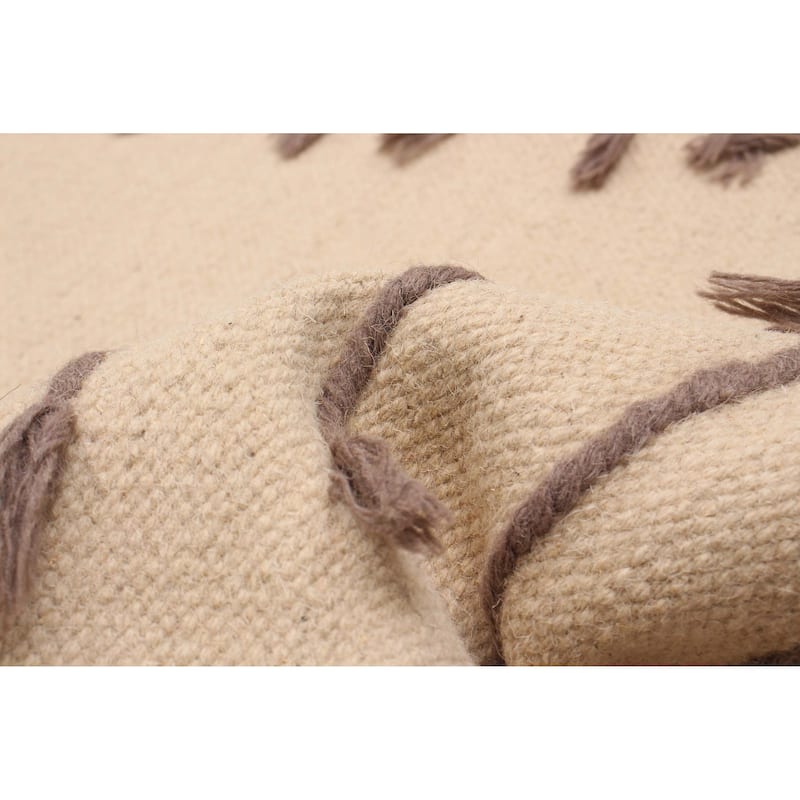 ECARPETGALLERY Flat-Weave Marrakech Ivory Wool Kilim - 5' x 8'