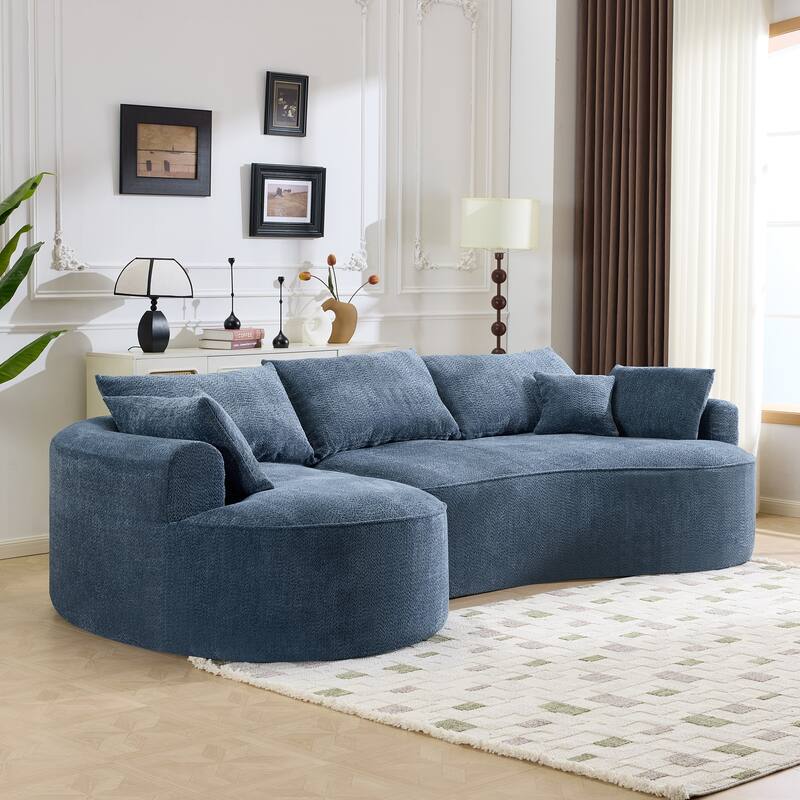 124.5-Inch Modern Compressed Boneless Sofa,Comes with 3 Back Pillows and 4 Throw Pillows