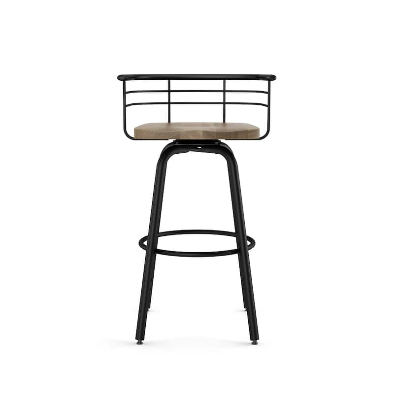 Amisco Brisk Swivel Counter Stool with Distressed Wood Seat