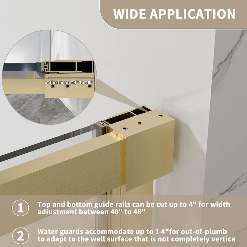 Modland 44-48" x 74'' Adjustable Sliding Shower Door, 5/16" SGCC Tempered Glass, Framed Enclosure with 304 Stainless Handle