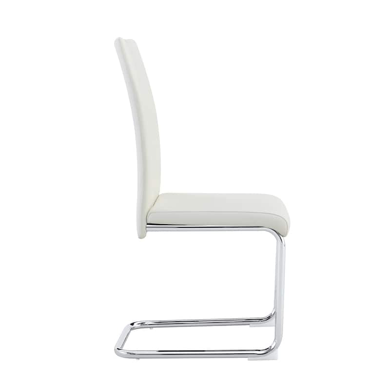 2-Pack White PU Upholstered Dining Chairs