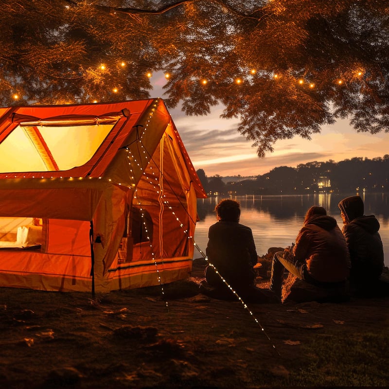 EROMMY Inflatable Tent with Chimney Opening, 8-10 Person Air Glamping Tent