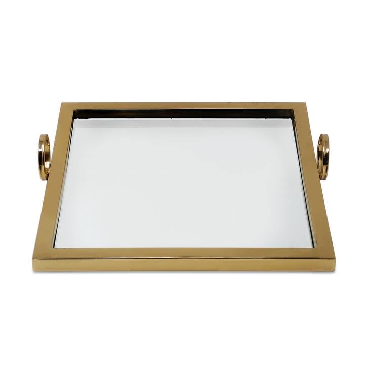 13.75"L Square Mirror Tray with Loop Handles