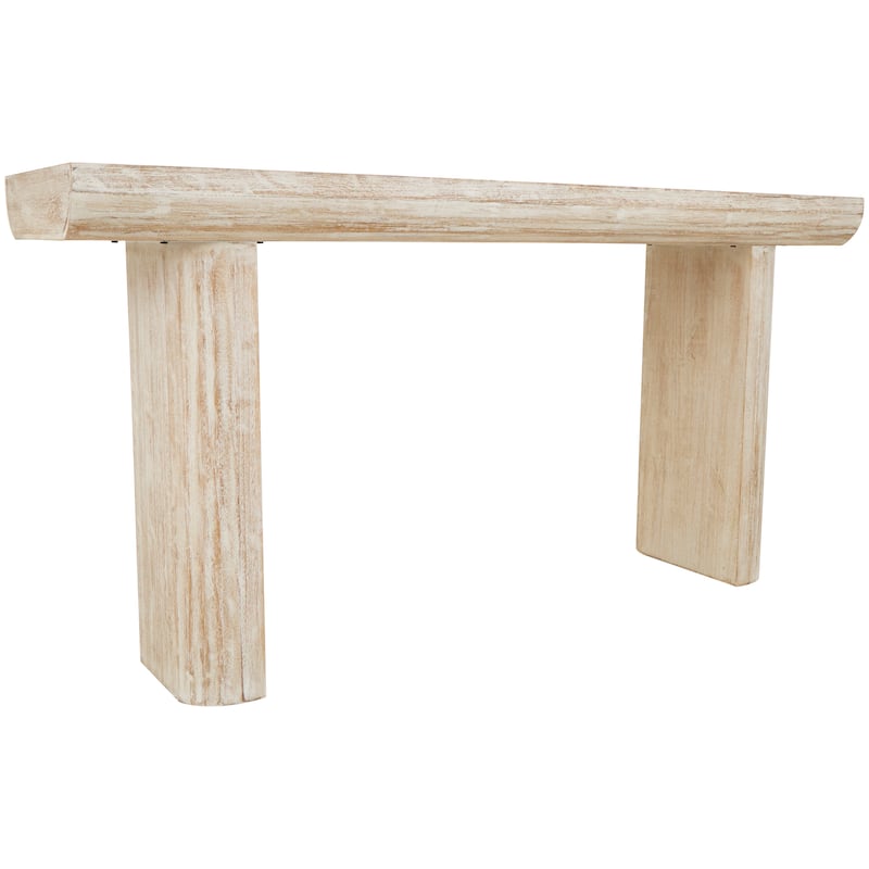 Wood Console Table with Block Legs - Beige - Roche River Decor - 16"Wx63"Lx32"H
