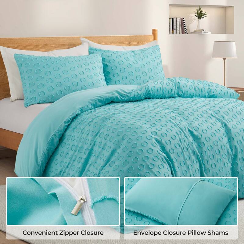 Stylish Full Polyester Clipped Geometric Duvet Cover & Pillowcase Set