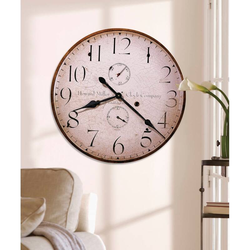 Distressed Vintage Style Round Wall Clock by Howard Miller - Off White