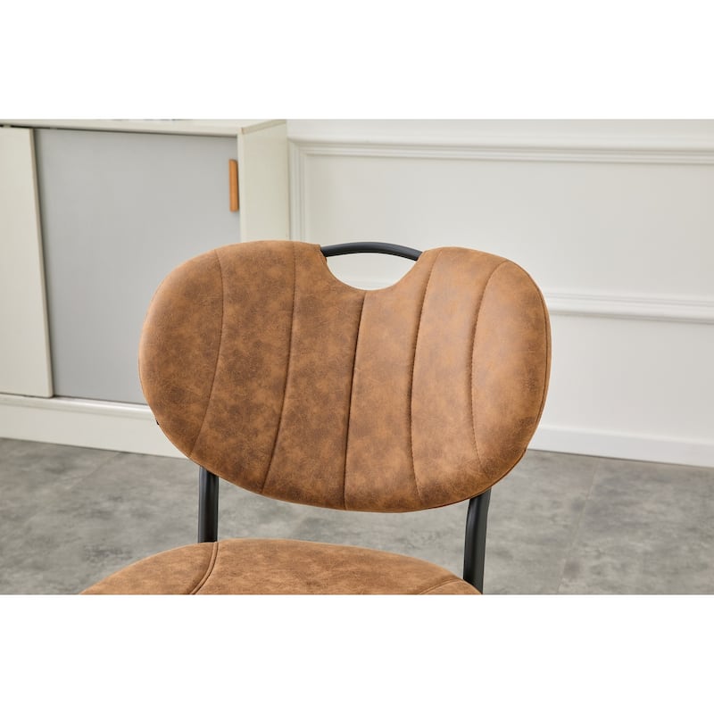 Set of 4, 20" PU Leather Upholstered Dining Chairs with Metal Legs