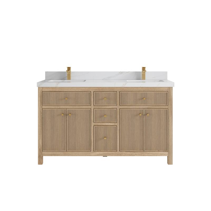 Willow Collections 60 in. W x 22 in. D Sonoma Teak Double Sink Bathroom Vanity with Countertop