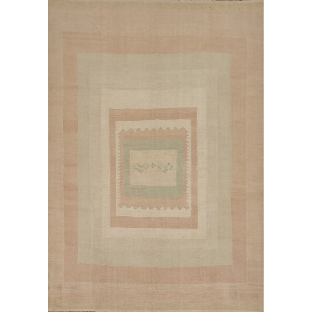 Hand Woven Oriental 100% Wool Carpet Southwestern Tribal Multi-Colored Kilim Area Rug - 11' 6'' X 9' 4''