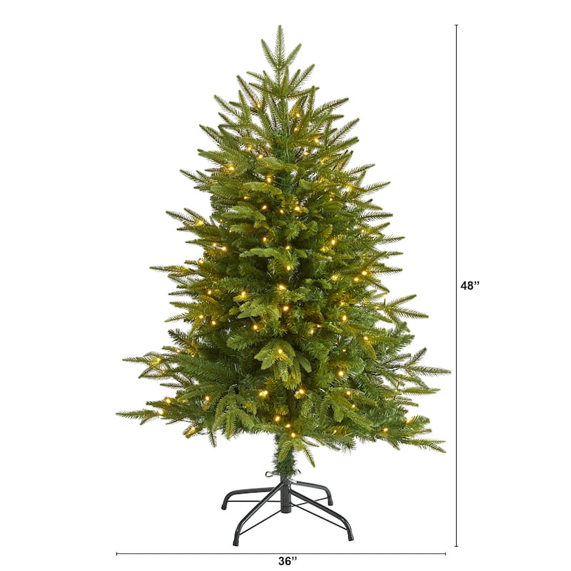 4ft. Fir Look Artificial Christmas Tree with 150 Clear LED Lights - Compact Seasonal Holiday X-Mas Tree
