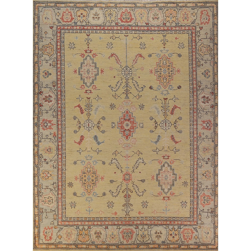 Vegetable Dye Heriz Serapi Rug Oriental Hand-Knotted Wool Carpet - 9'2"x 12'0"