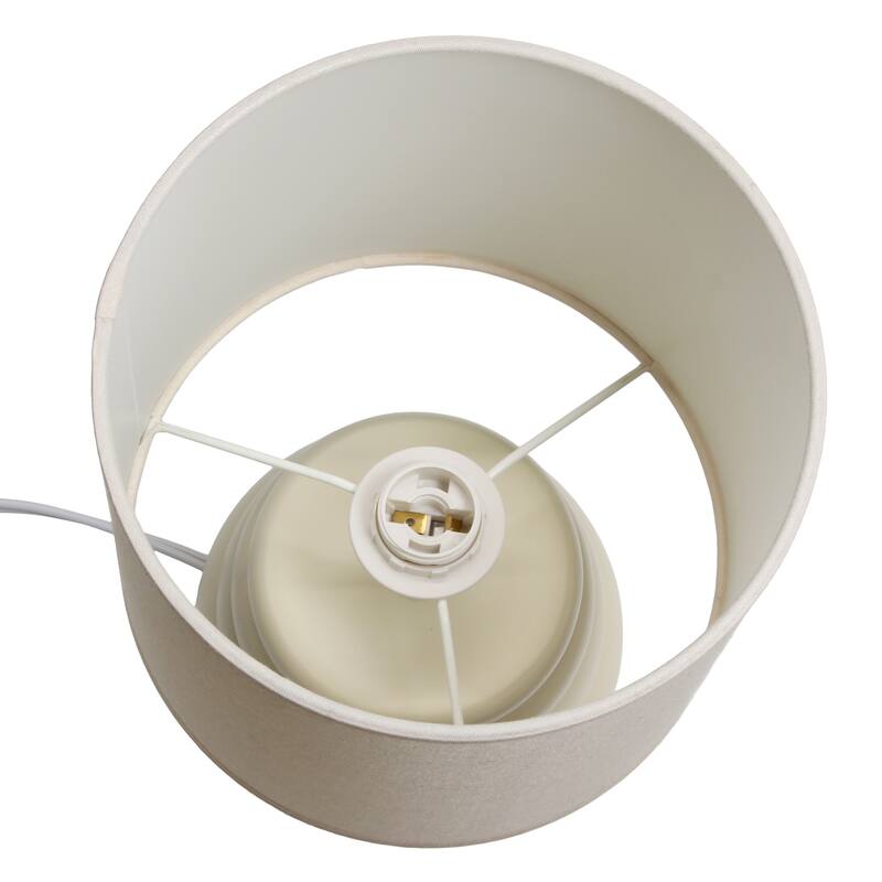 Ribbed Ceramic Table Lamp with Drum Shade - 12.75" - Cream