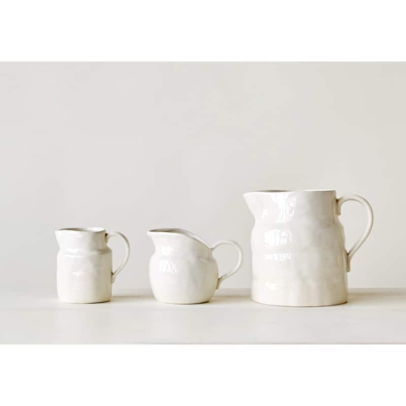 White Stoneware Pitcher