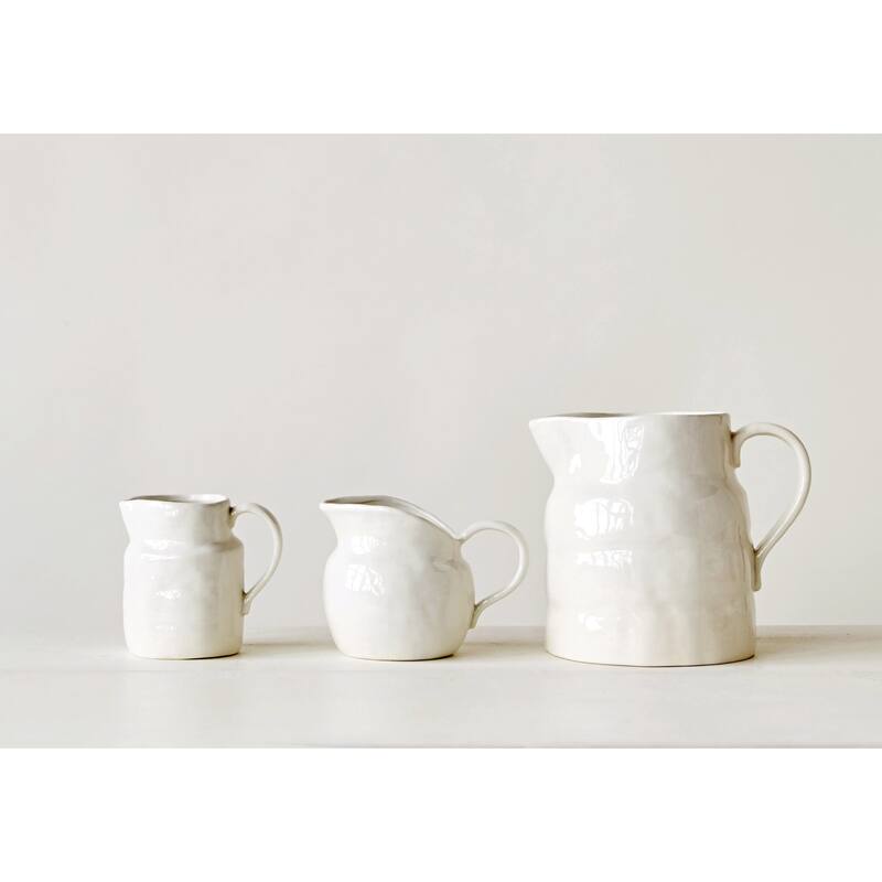 White Vintage Stoneware Pitcher Reproduction