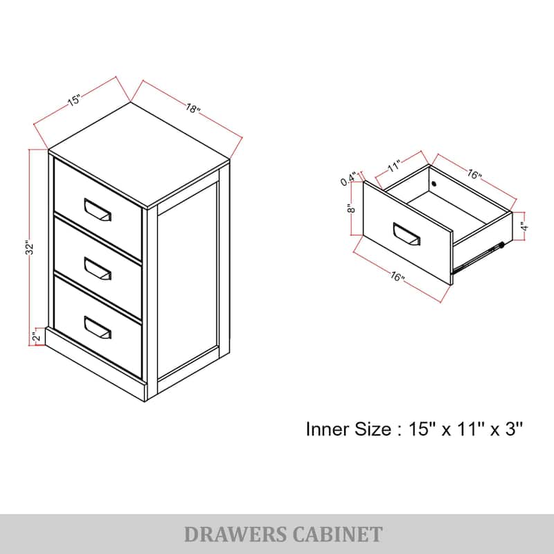 CraftPorch Luxury 3-Drawers Cabinet - N/A