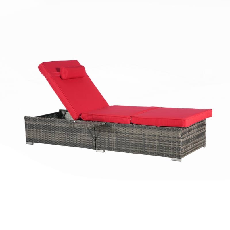 Outdoor Chaise Lounge Chair Set of 2 with Storage