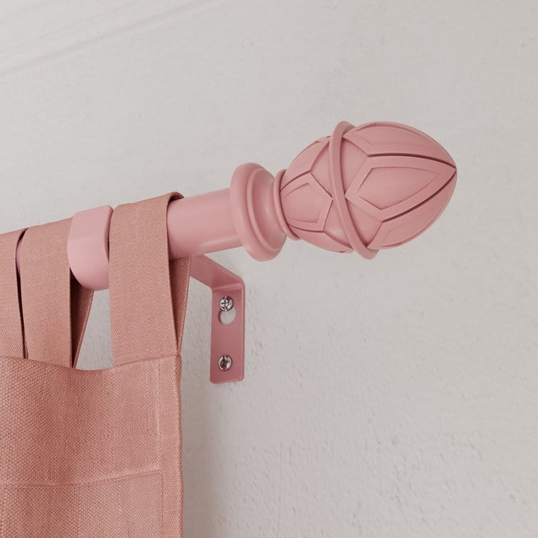 Acroma Metal Adjustable Single Modern Curtain Rod Pink