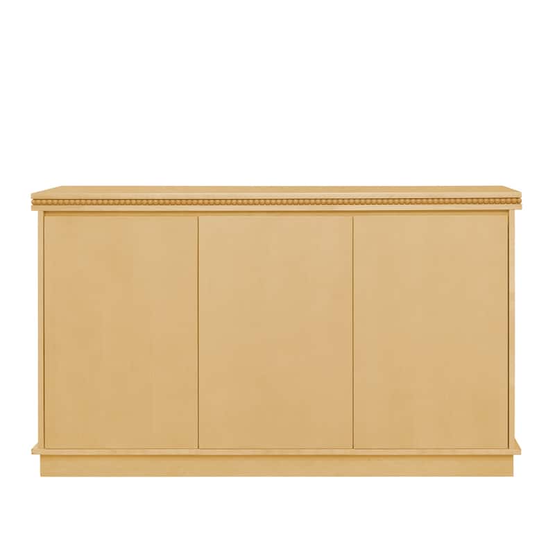 Classic Wooden Sideboard with Beaded Trim - Elegant Storage Cabinet for Dining or Living Room - Natural