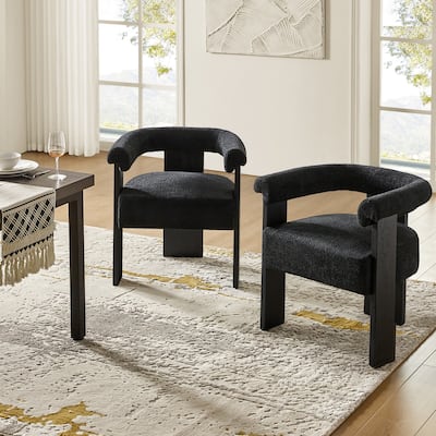 Georg Modern Boucle Dining Chair with Solid Wood Legs Set of 2 by HULALA HOME