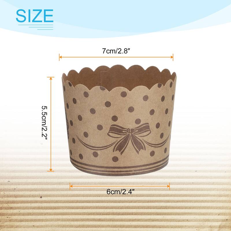 150Pcs Paper Baking Cups Brown Kraft Paper Muffins Liner Cupcake Polka Dot - Standard
