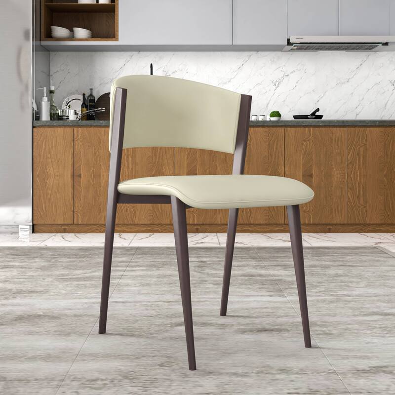 Leather Dining Chairs with Iron Legs and Open-Back Design Aspen Series Set of 2