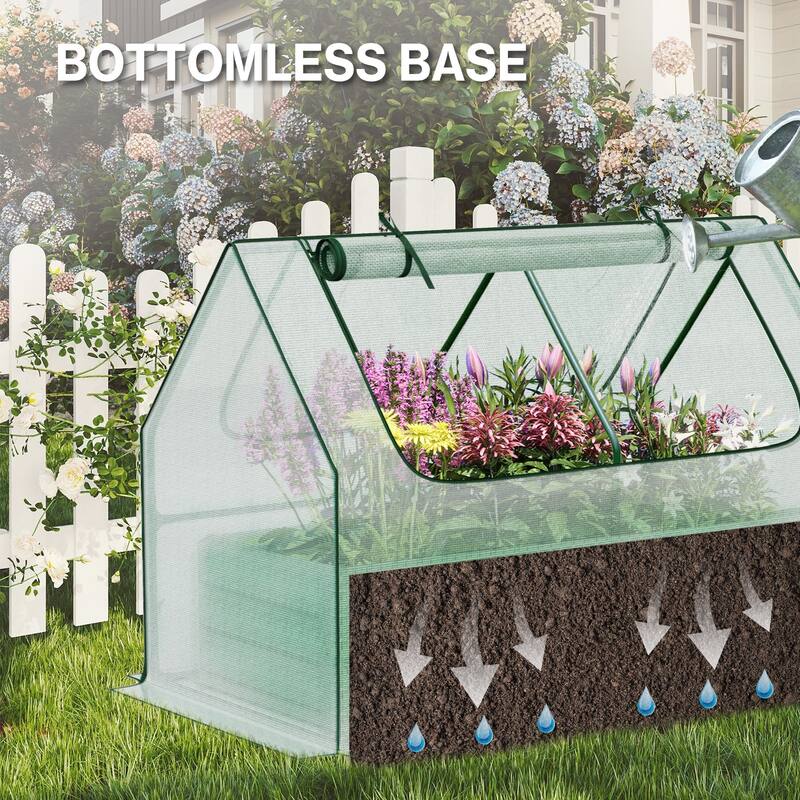 Aoodor Raised Garden Bed Kit with PE Cover, Screen Windows