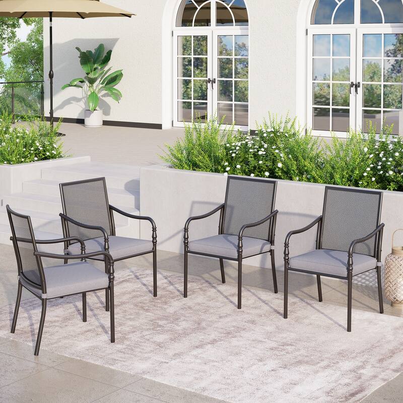 MAISON ARTS Outdoor Dining Chairs Set of 4, Breathable Material and Gourd Head Shape Armrest - Mesh Chairs