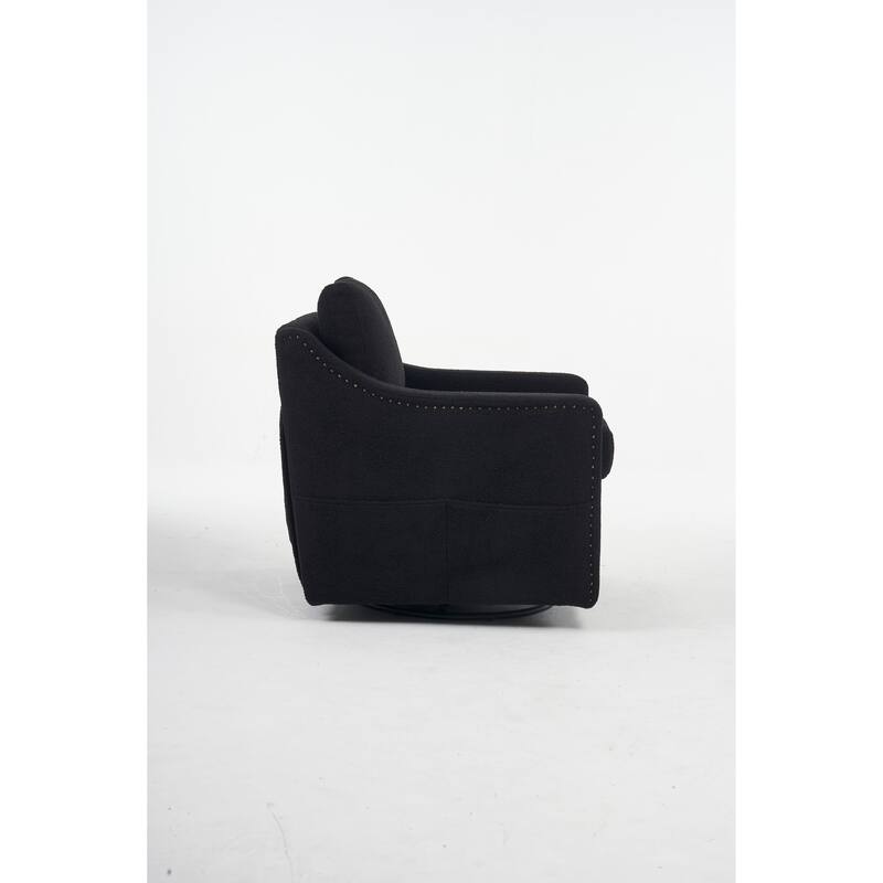 GDFStudio - Liam Modern 360° Swivel Linen Accent Chair with Rivet Detailing