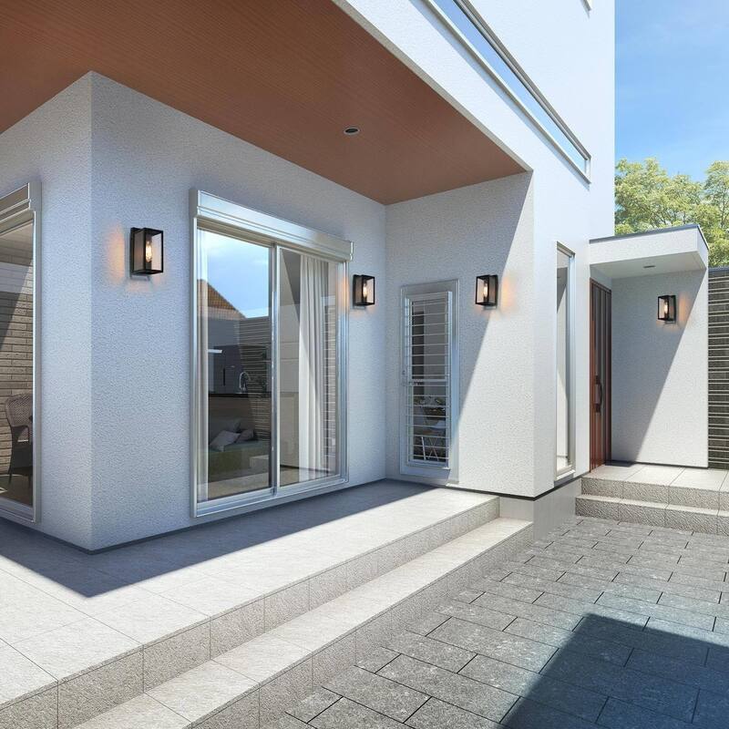 Bern Modern 1-Light Matte Black Glass Outdoor Wall Sconces - Matte Black - L 5"x W 6"x H 11"