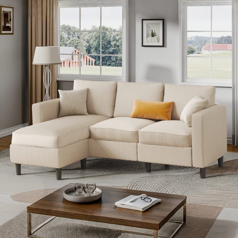Futzca 74" Convertible Sectional Sofa Couch, Small L-Shaped Sofa