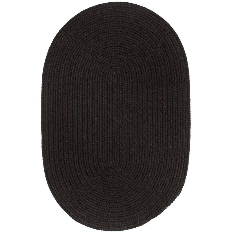 Rhody Rug Woolux Braided Wool Flatweave Oval Rug - 3' x 5' Oval - Black