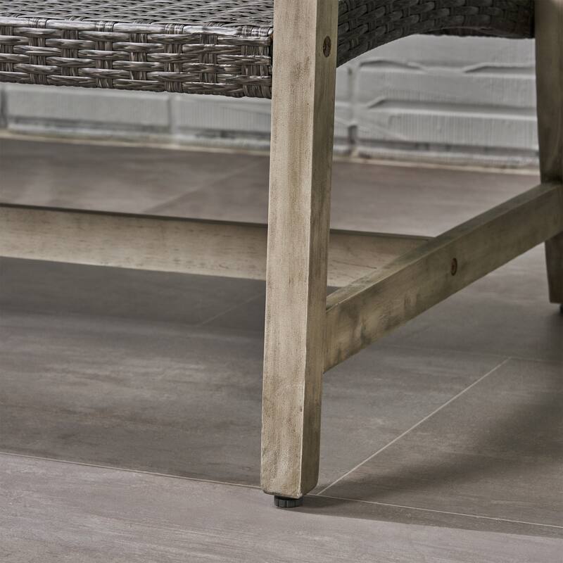 Hampton Outdoor 5-piece Wood and Wicker Sofa Chat Set by Christopher Knight Home