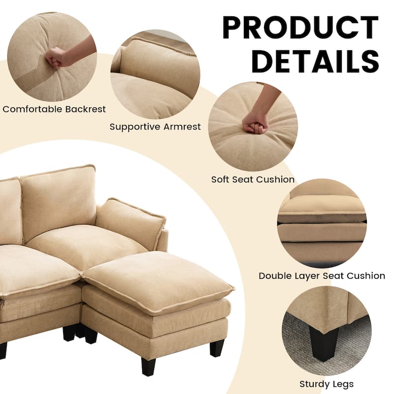 Luxury 4-Seater Sofa & Footstool – Ultra-Plush, Multi-Room Comfort