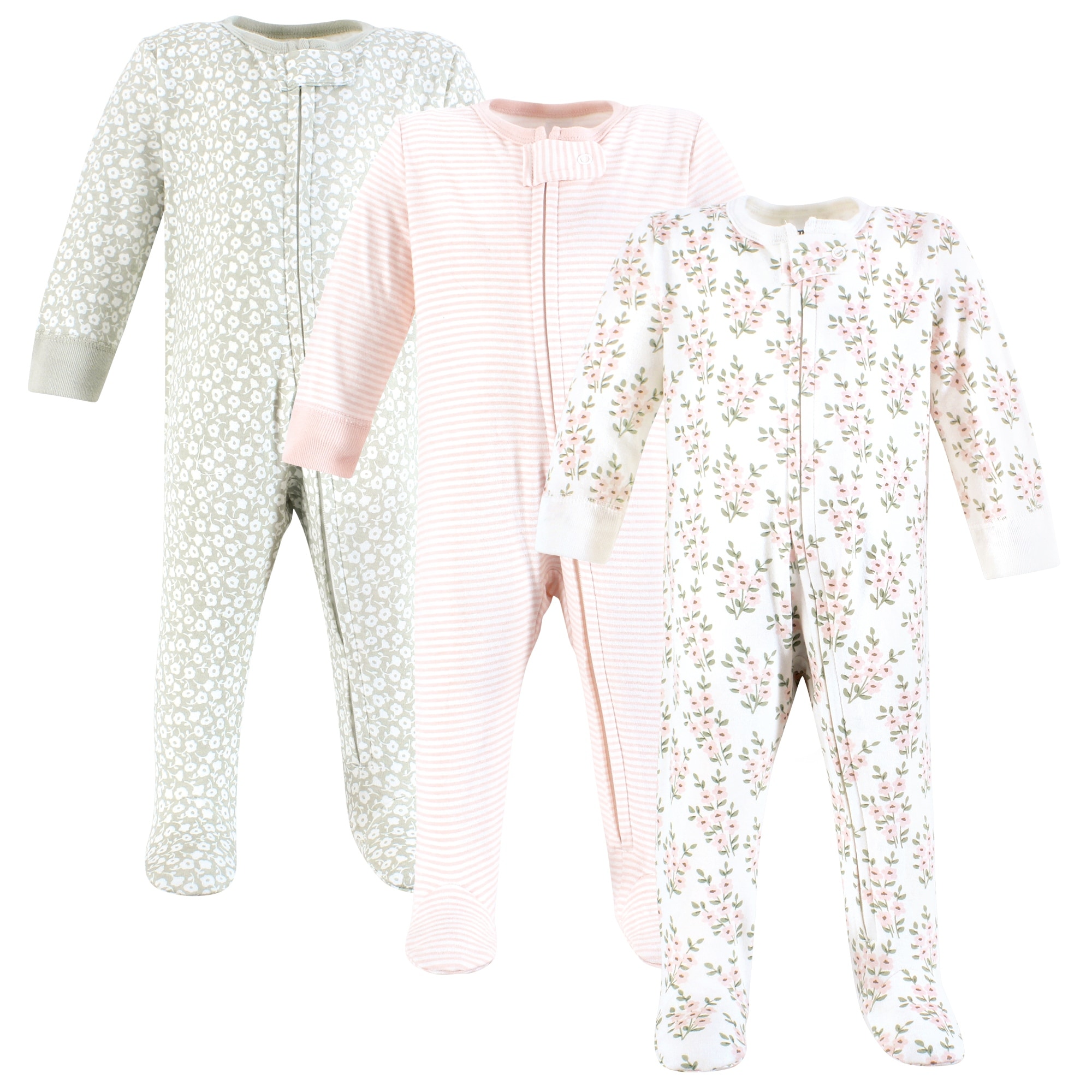 Hudson Baby Infant Girl Cotton Sleep and Play, Pink Sage
